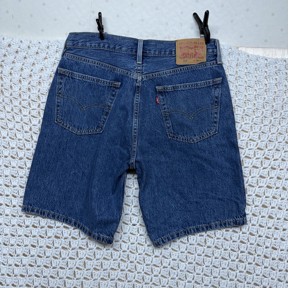 Levi's 454 Mens Short Size 32 W32 L9 Blue Denim 100%Cotton 5-Pocket Jort